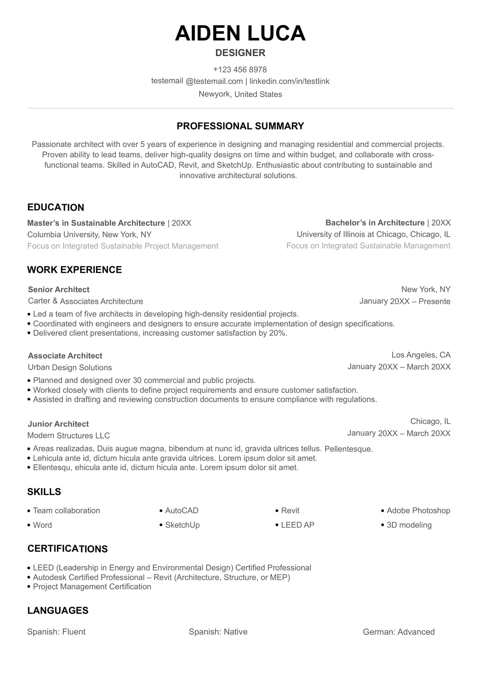 Clean ATS resume template