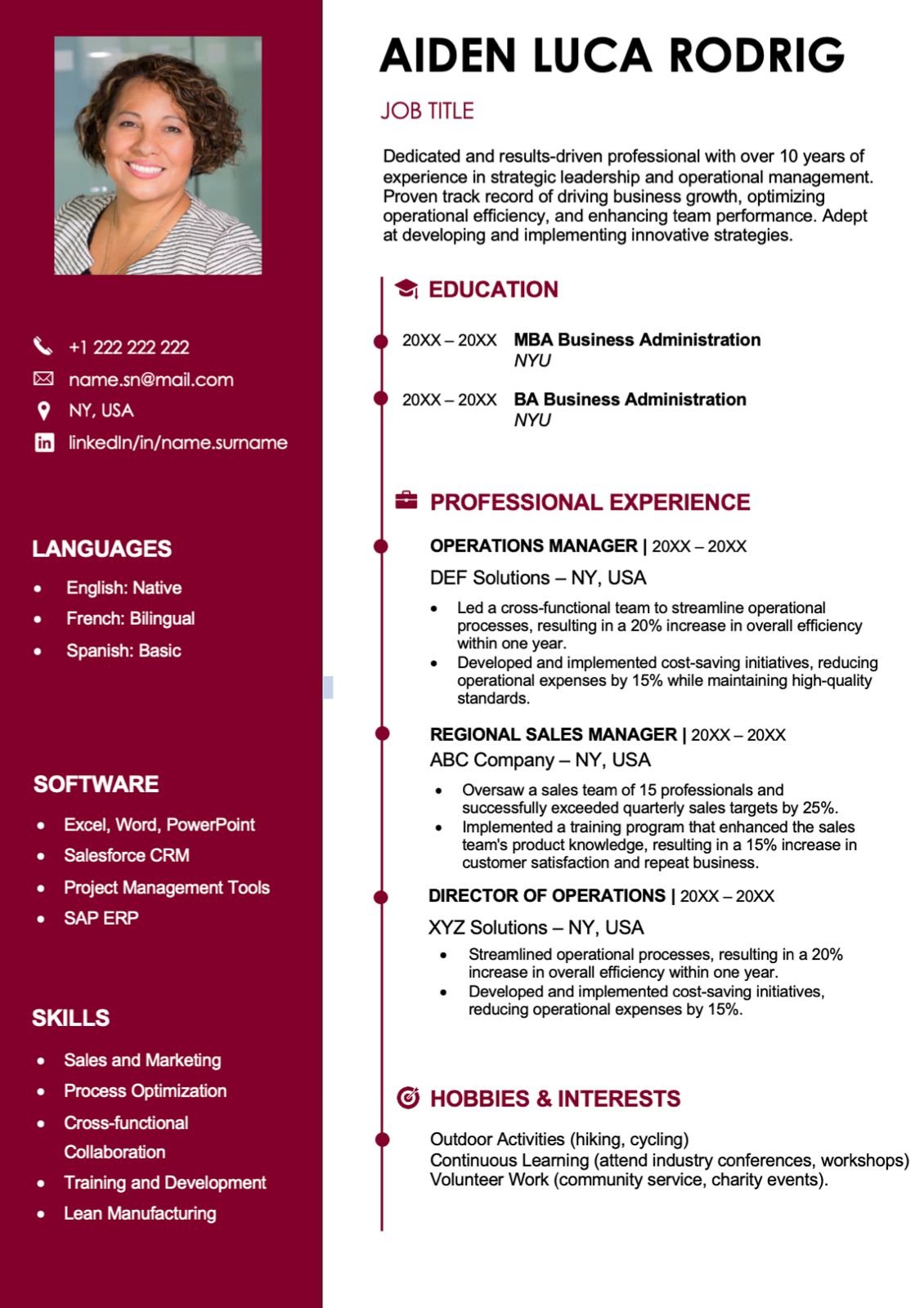 Graphical resume template