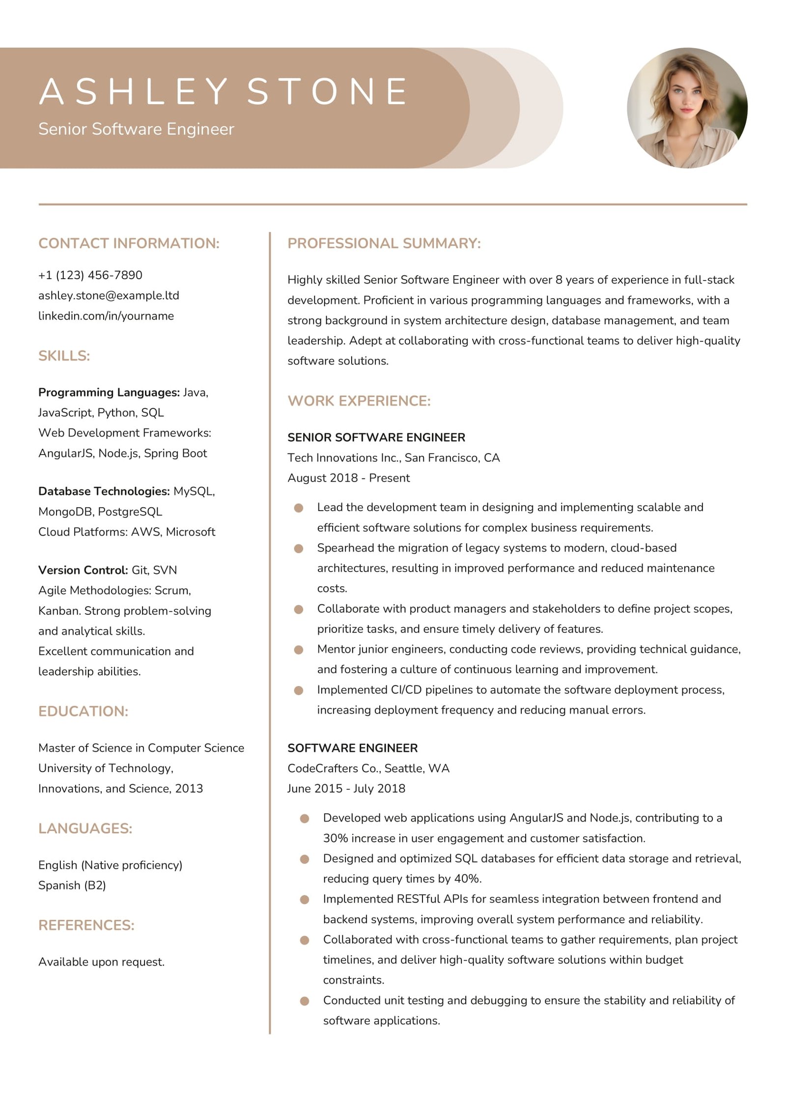 Modern resume template